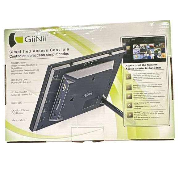 GiiNii 7" LED Digital Picture Photo Frame Clock & Calendar BLACK GT-701P-1 New - Picture 2 of 6